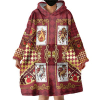 Zodiac Signs Wearable Blanket Hoodie The Fire Element Baroque Hearts Card