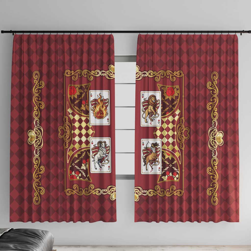 Zodiac Signs Window Curtain The Fire Element Baroque Hearts Card