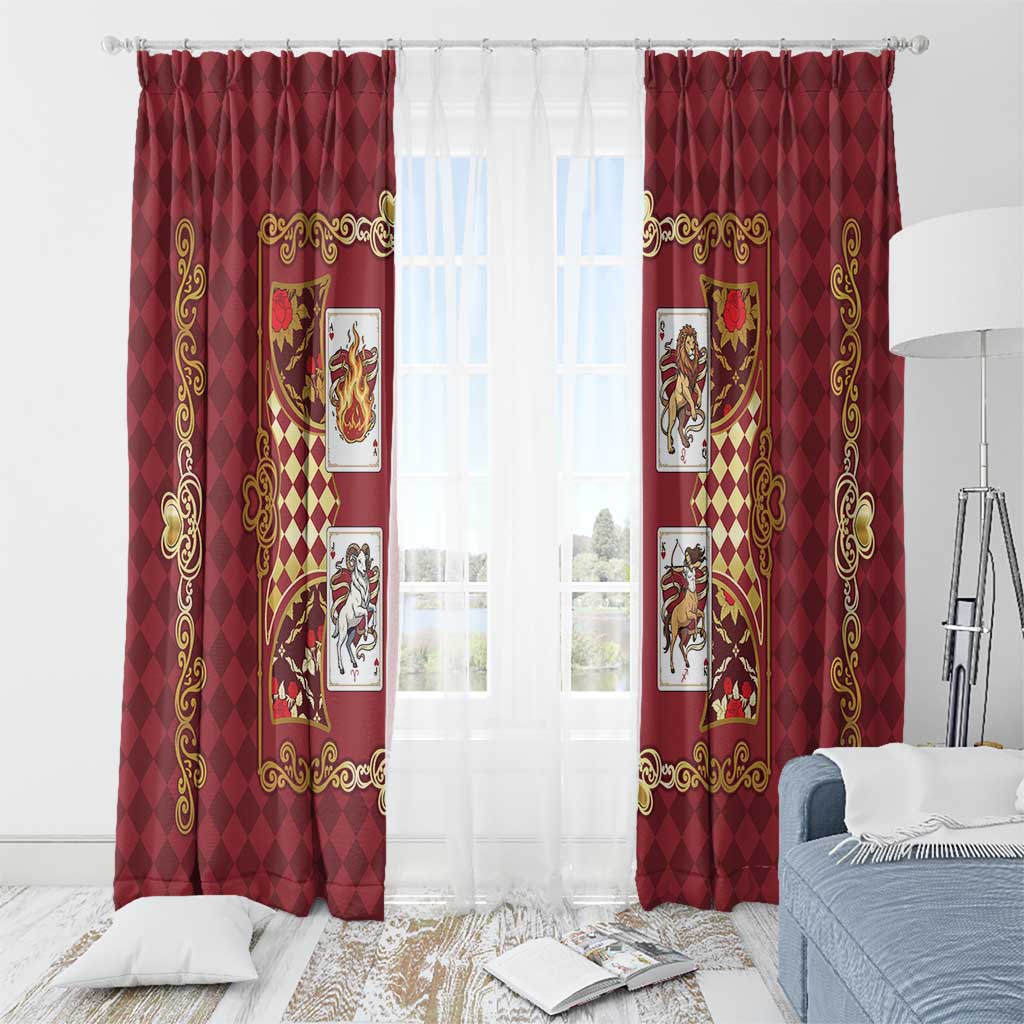 Zodiac Signs Window Curtain The Fire Element Baroque Hearts Card