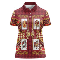 Zodiac Signs Women Polo Shirt The Fire Element Baroque Hearts Card
