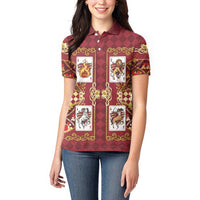 Zodiac Signs Women Polo Shirt The Fire Element Baroque Hearts Card