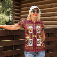 Zodiac Signs Women Polo Shirt The Fire Element Baroque Hearts Card