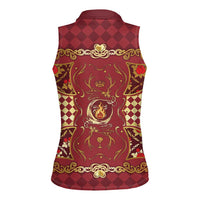 Zodiac Signs Women Sleeveless Polo Shirt The Fire Element Baroque Hearts Card