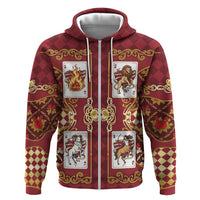Zodiac Signs Zip Hoodie The Fire Element Baroque Hearts Card