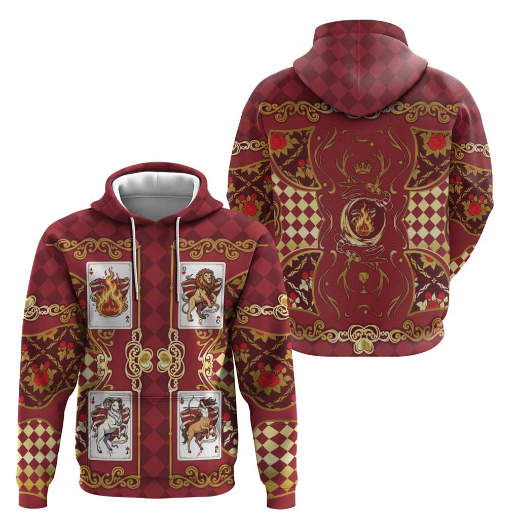Zodiac Signs Zip Hoodie The Fire Element Baroque Hearts Card