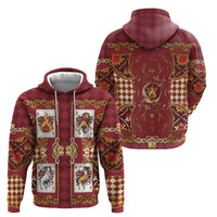 Zodiac Signs Zip Hoodie The Fire Element Baroque Hearts Card