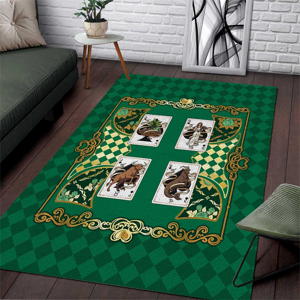 Zodiac Signs Area Rug The Earth Element Baroque Spades Card