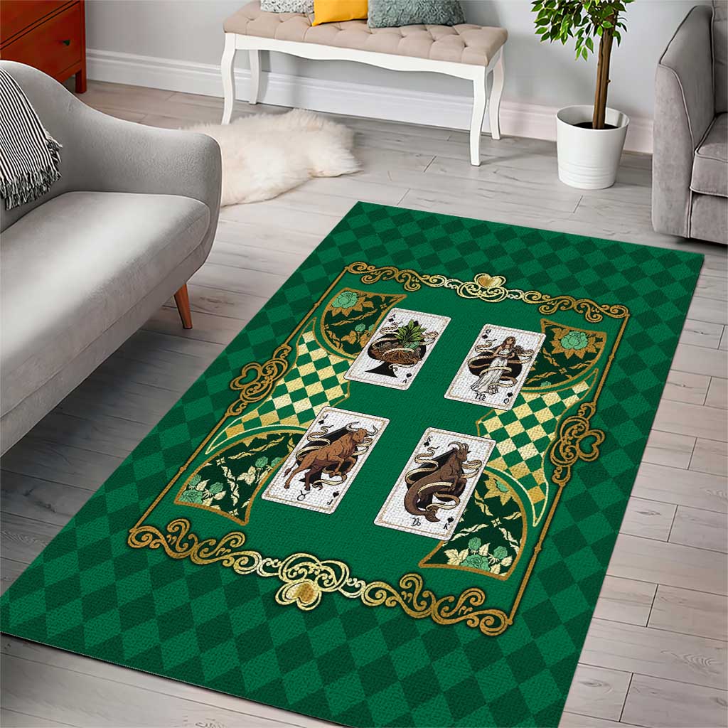 Zodiac Signs Area Rug The Earth Element Baroque Spades Card