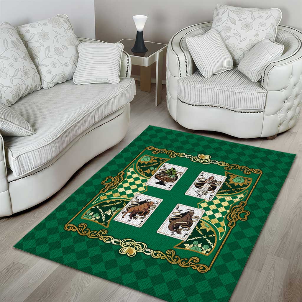 Zodiac Signs Area Rug The Earth Element Baroque Spades Card