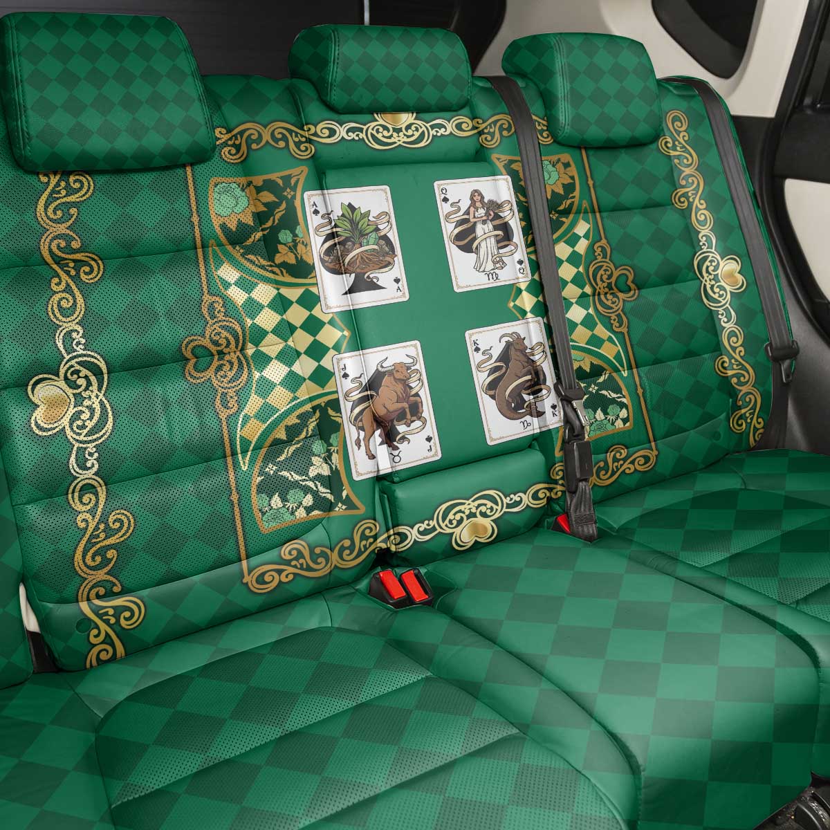 Zodiac Signs Back Car Seat Cover The Earth Element Baroque Spades Card