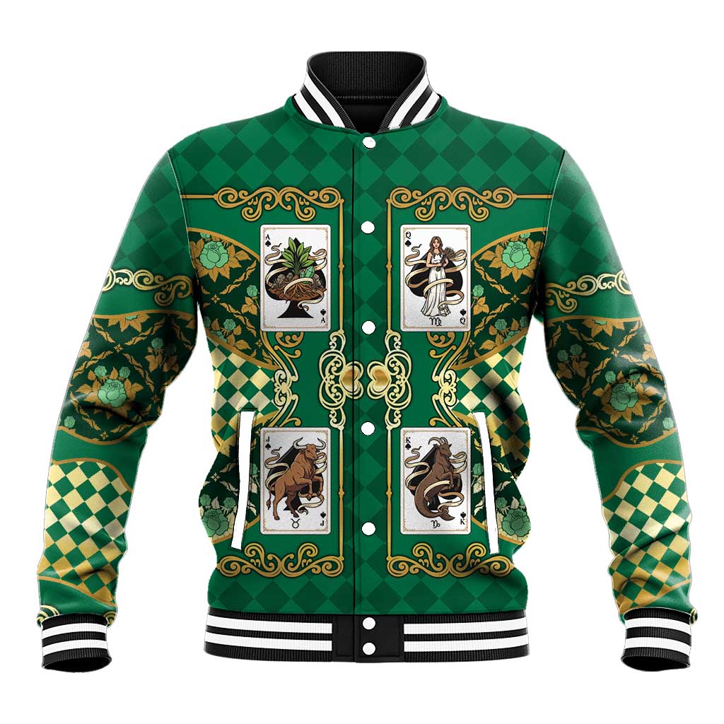 Zodiac Signs Baseball Jacket The Earth Element Baroque Spades Card