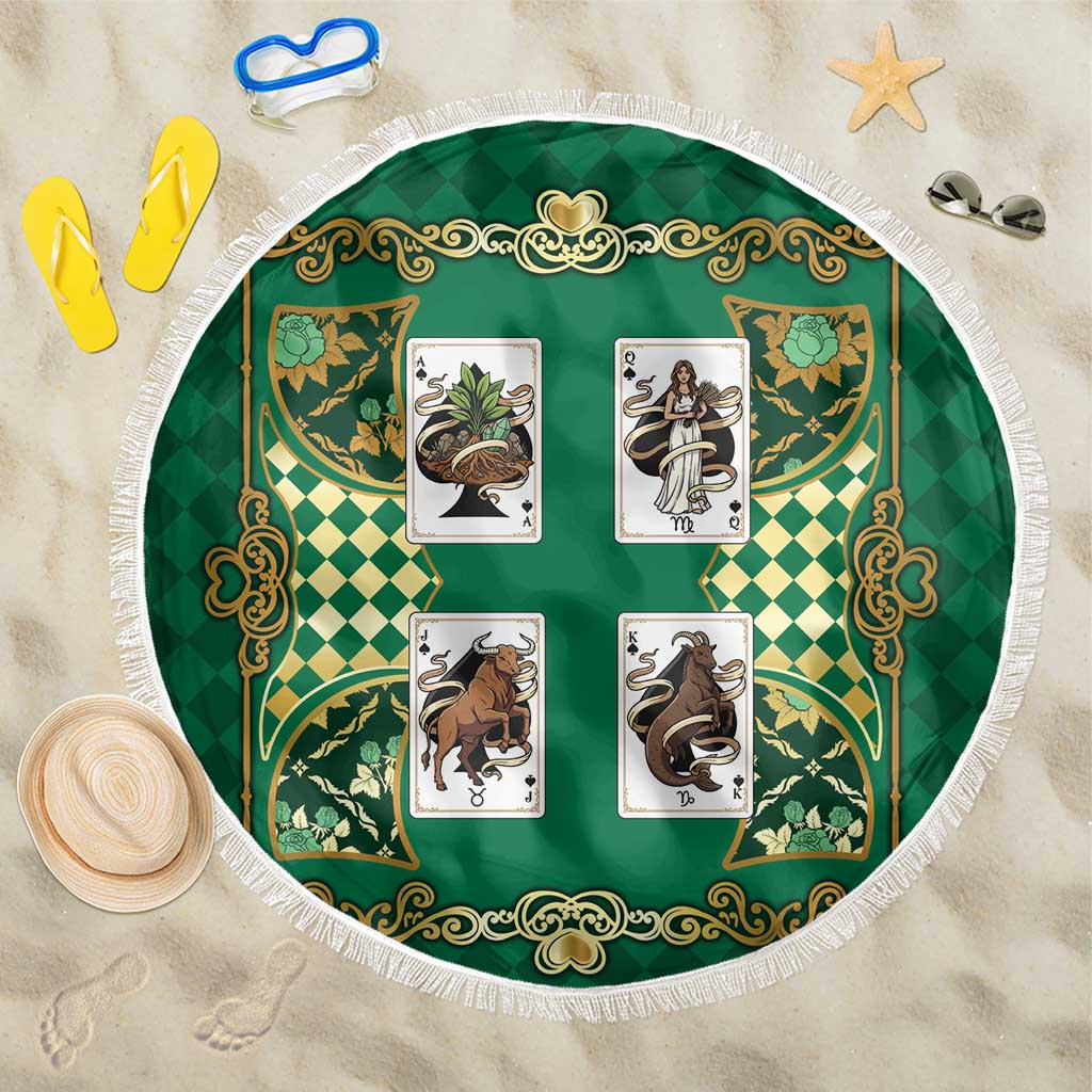 Zodiac Signs Beach Blanket The Earth Element Baroque Spades Card