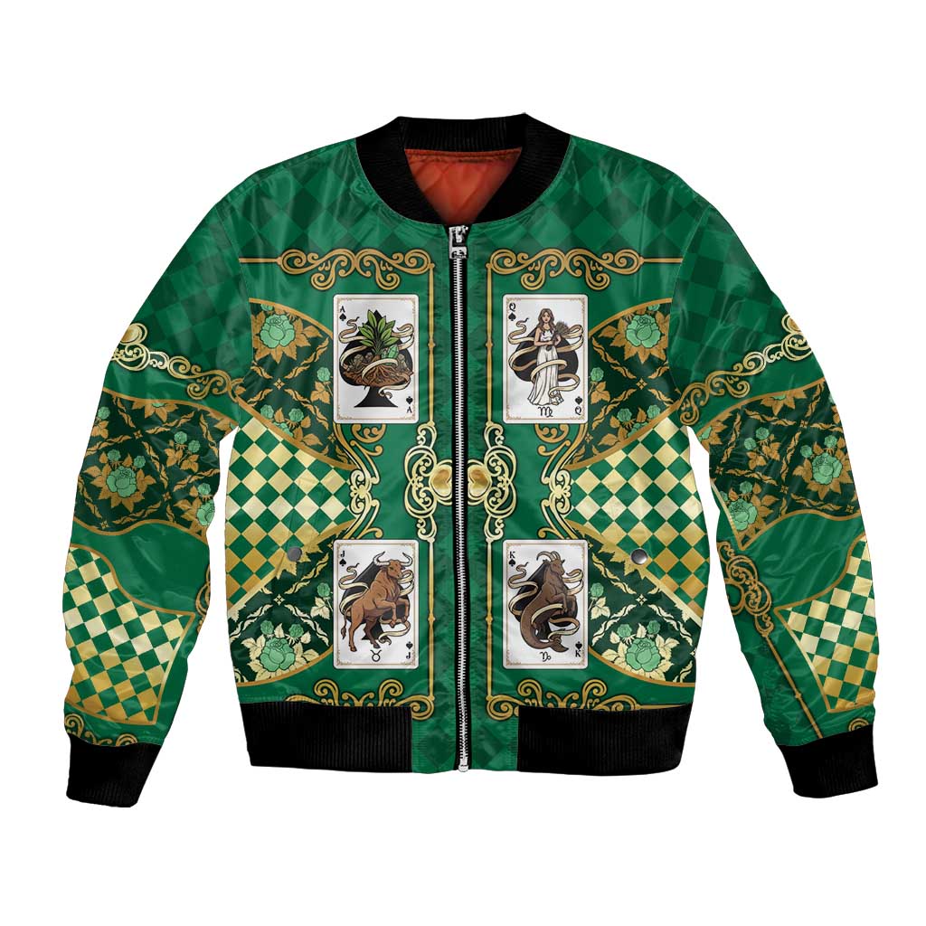 Zodiac Signs Bomber Jacket The Earth Element Baroque Spades Card