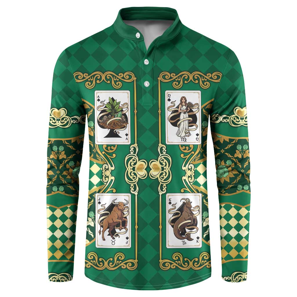 Zodiac Signs Button Sweatshirt The Earth Element Baroque Spades Card