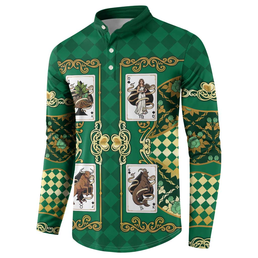 Zodiac Signs Button Sweatshirt The Earth Element Baroque Spades Card