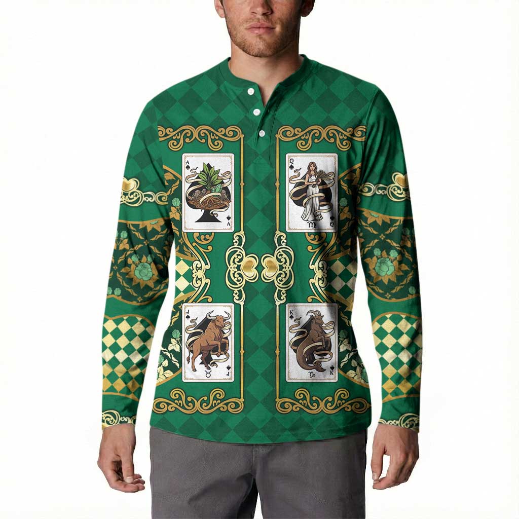 Zodiac Signs Button Sweatshirt The Earth Element Baroque Spades Card