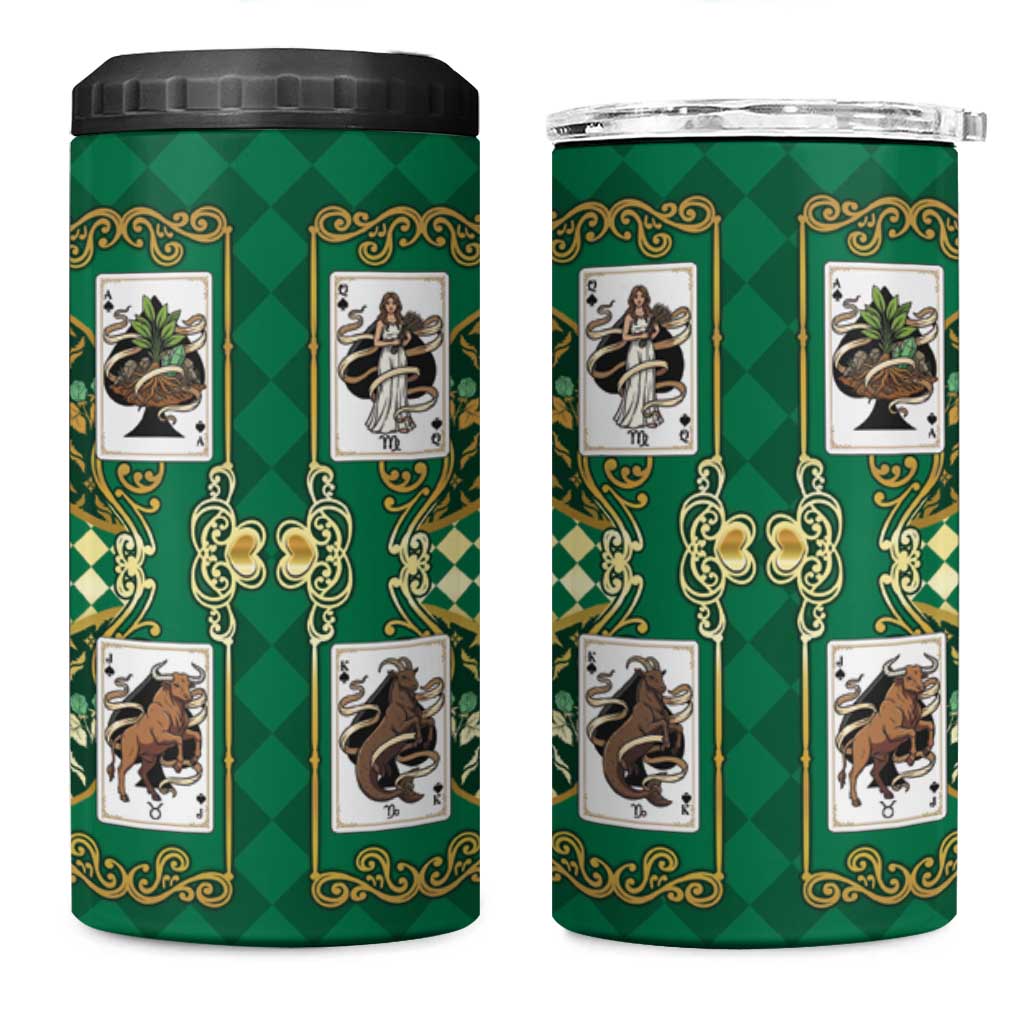 Zodiac Signs 4 in 1 Can Cooler Tumbler The Earth Element Baroque Spades Card