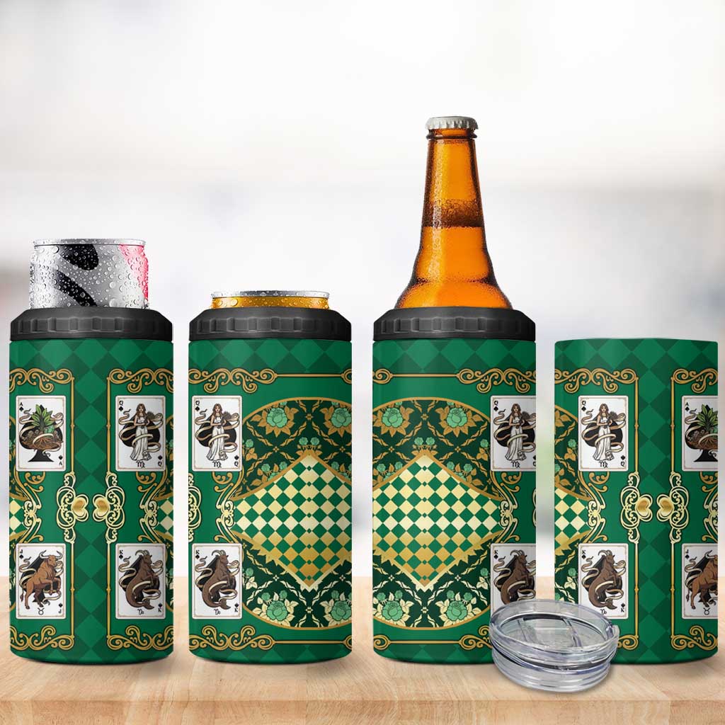 Zodiac Signs 4 in 1 Can Cooler Tumbler The Earth Element Baroque Spades Card