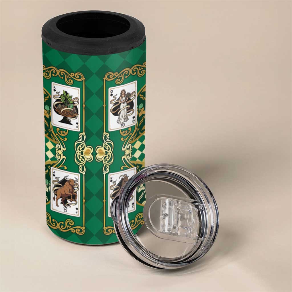 Zodiac Signs 4 in 1 Can Cooler Tumbler The Earth Element Baroque Spades Card
