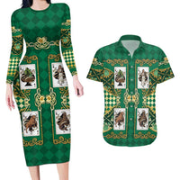 Zodiac Signs Couples Matching Long Sleeve Bodycon Dress and Hawaiian Shirt The Earth Element Baroque Spades Card