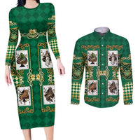 Zodiac Signs Couples Matching Long Sleeve Bodycon Dress and Long Sleeve Button Shirt The Earth Element Baroque Spades Card