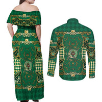 Zodiac Signs Couples Matching Off Shoulder Maxi Dress and Long Sleeve Button Shirt The Earth Element Baroque Spades Card