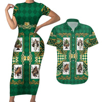Zodiac Signs Couples Matching Short Sleeve Bodycon Dress and Hawaiian Shirt The Earth Element Baroque Spades Card