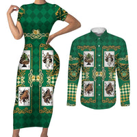 Zodiac Signs Couples Matching Short Sleeve Bodycon Dress and Long Sleeve Button Shirt The Earth Element Baroque Spades Card