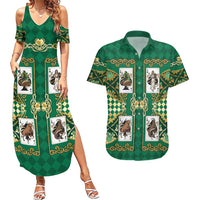 Zodiac Signs Couples Matching Summer Maxi Dress and Hawaiian Shirt The Earth Element Baroque Spades Card