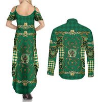 Zodiac Signs Couples Matching Summer Maxi Dress and Long Sleeve Button Shirt The Earth Element Baroque Spades Card