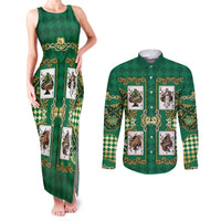 Zodiac Signs Couples Matching Tank Maxi Dress and Long Sleeve Button Shirt The Earth Element Baroque Spades Card