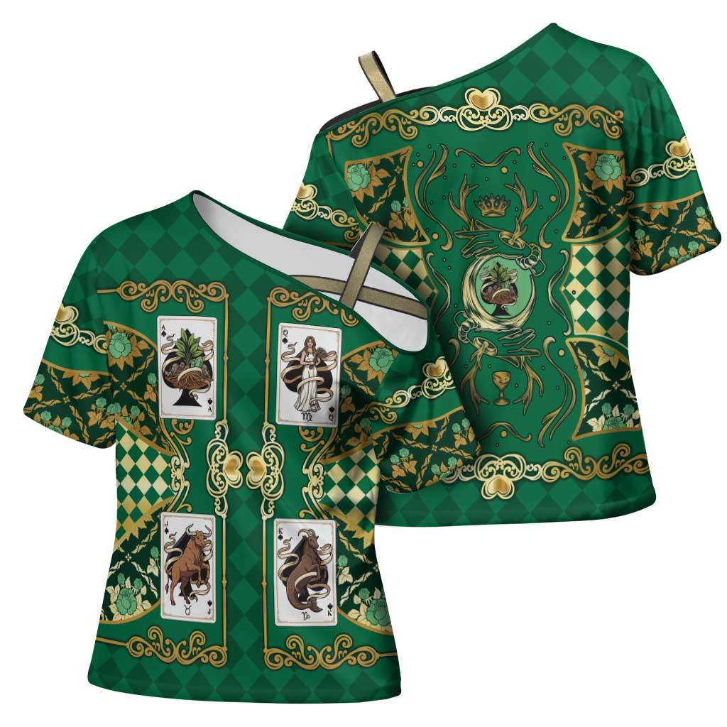 Zodiac Signs Cross Shoulder Shirt The Earth Element Baroque Spades Card