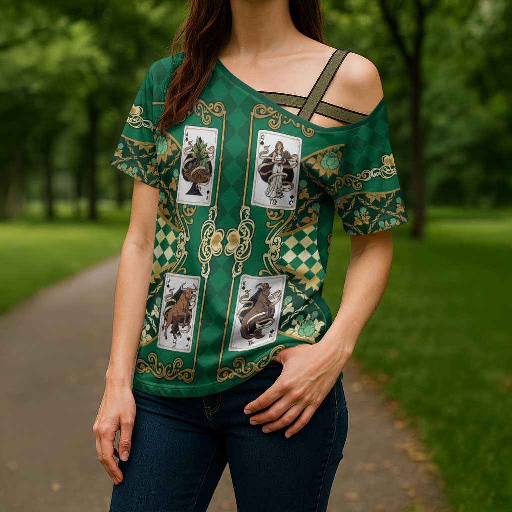 Zodiac Signs Cross Shoulder Shirt The Earth Element Baroque Spades Card