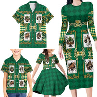 Zodiac Signs Family Matching Long Sleeve Bodycon Dress and Hawaiian Shirt The Earth Element Baroque Spades Card