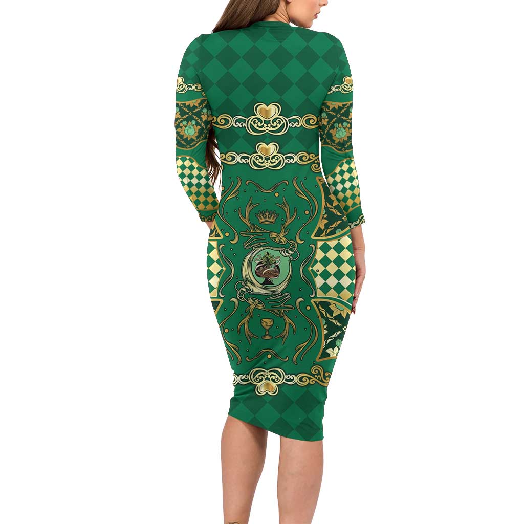Zodiac Signs Family Matching Long Sleeve Bodycon Dress and Hawaiian Shirt The Earth Element Baroque Spades Card