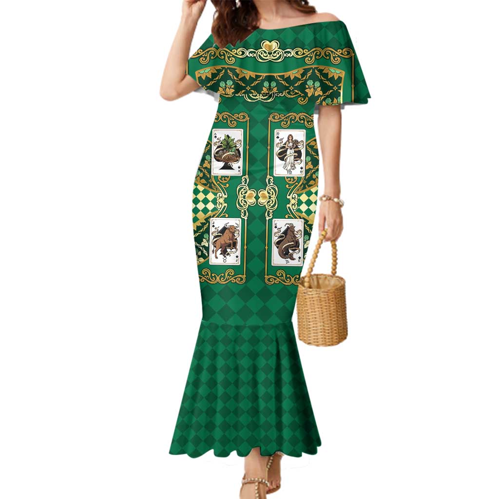 Zodiac Signs Family Matching Mermaid Dress and Hawaiian Shirt The Earth Element Baroque Spades Card