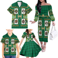 Zodiac Signs Family Matching Off The Shoulder Long Sleeve Dress and Hawaiian Shirt The Earth Element Baroque Spades Card