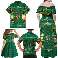 Zodiac Signs Family Matching Off Shoulder Maxi Dress and Hawaiian Shirt The Earth Element Baroque Spades Card