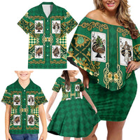 Zodiac Signs Family Matching Off Shoulder Short Dress and Hawaiian Shirt The Earth Element Baroque Spades Card