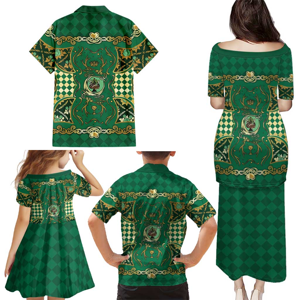 Zodiac Signs Family Matching Puletasi and Hawaiian Shirt The Earth Element Baroque Spades Card