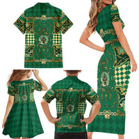 Zodiac Signs Family Matching Short Sleeve Bodycon Dress and Hawaiian Shirt The Earth Element Baroque Spades Card