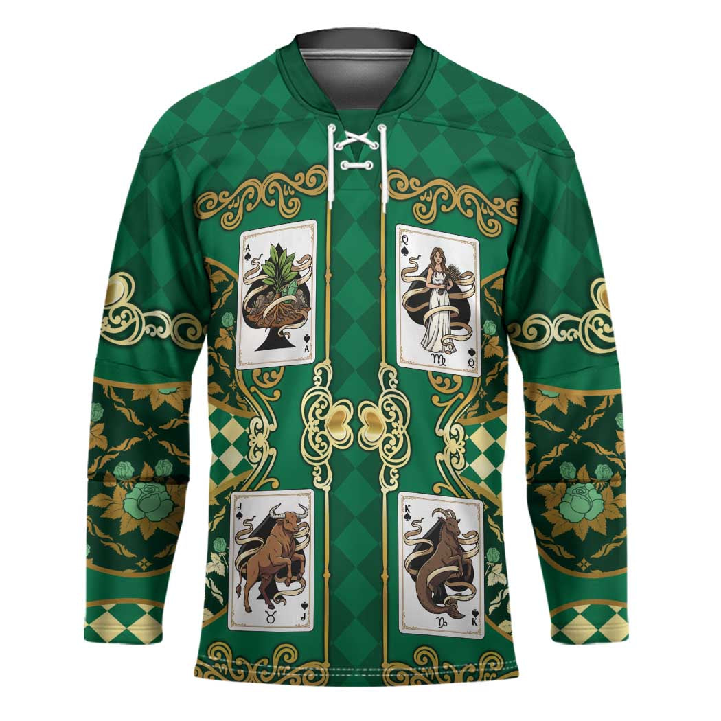Zodiac Signs Hockey Jersey The Earth Element Baroque Spades Card