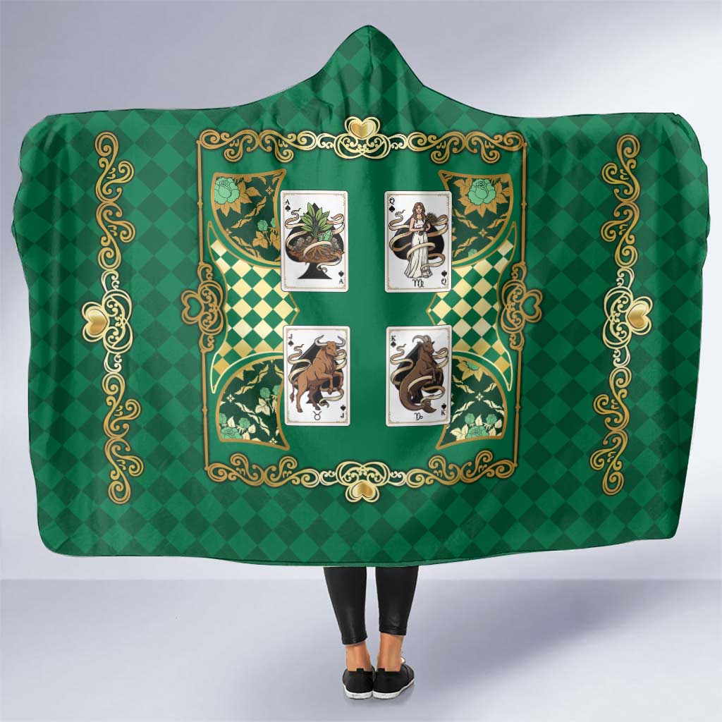 Zodiac Signs Hooded Blanket The Earth Element Baroque Spades Card
