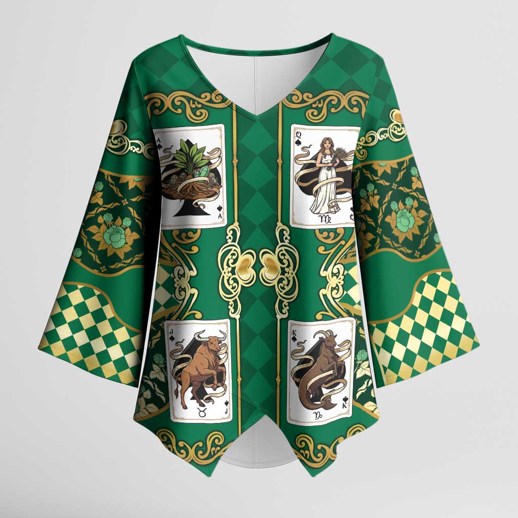 Zodiac Signs Kimono Sleeve Blouse The Earth Element Baroque Spades Card