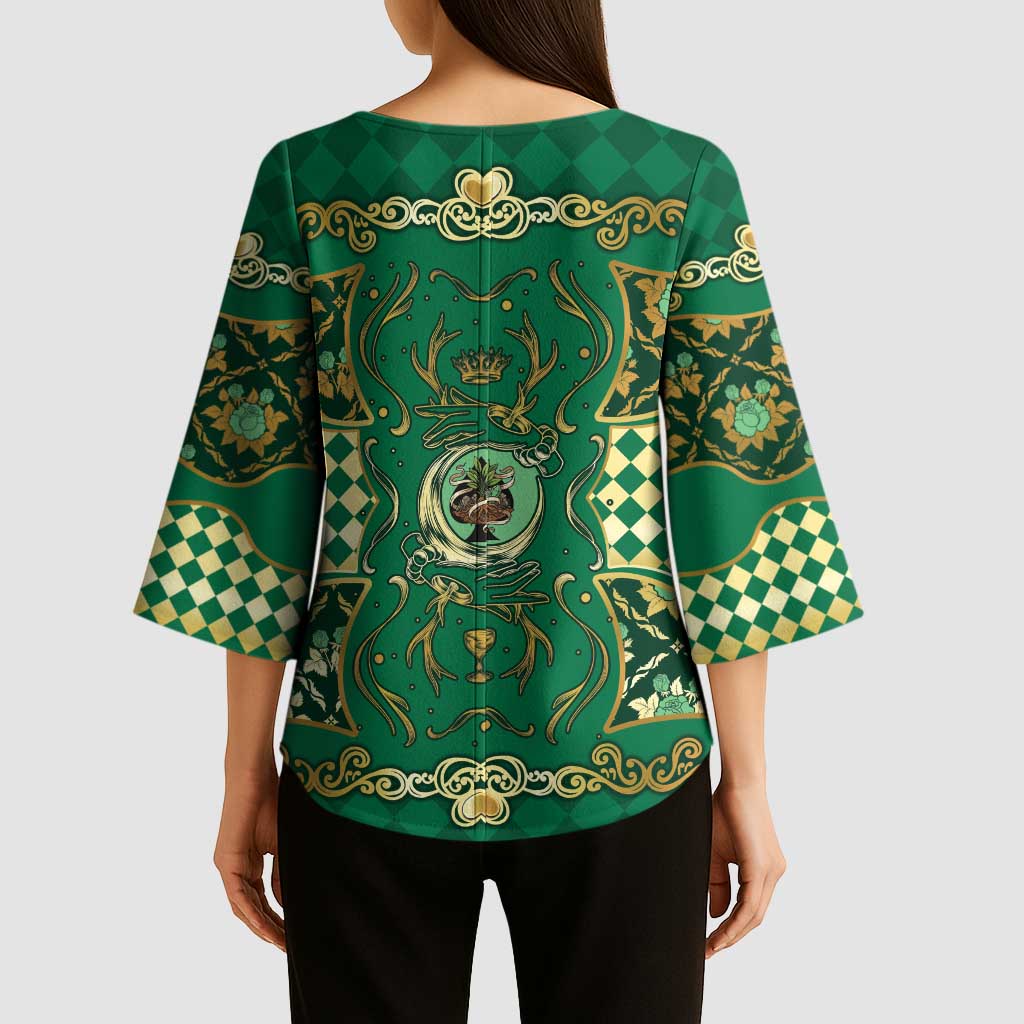 Zodiac Signs Kimono Sleeve Blouse The Earth Element Baroque Spades Card
