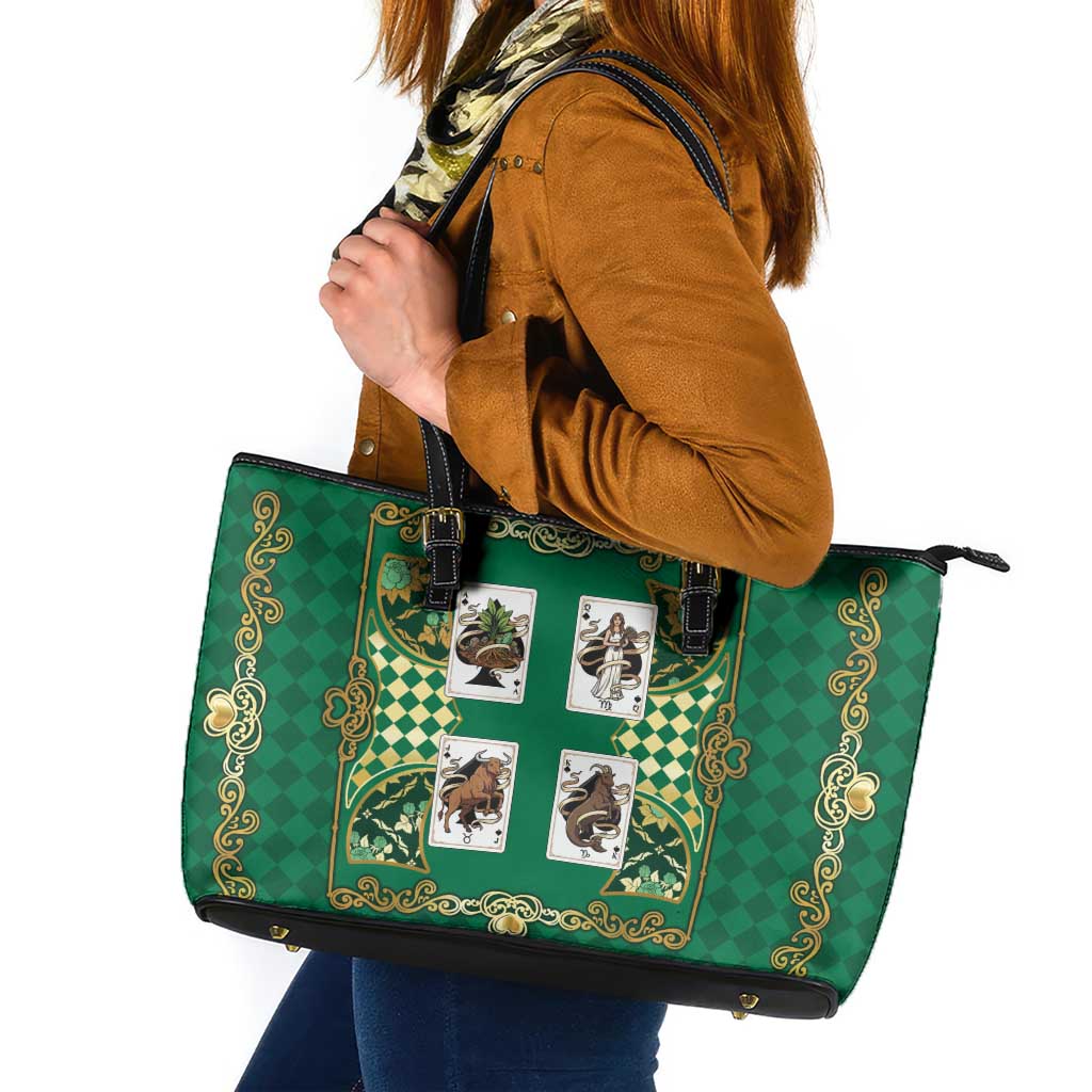 Zodiac Signs Leather Tote Bag The Earth Element Baroque Spades Card