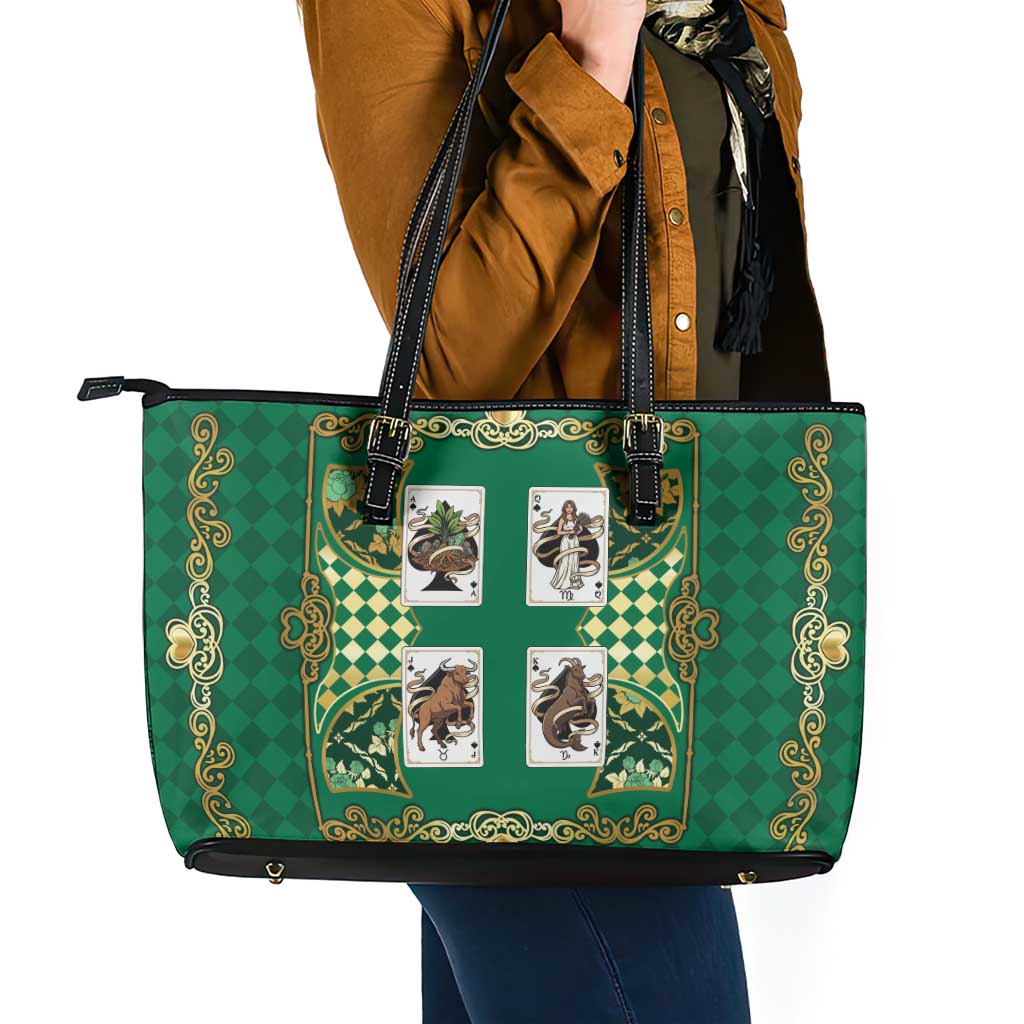 Zodiac Signs Leather Tote Bag The Earth Element Baroque Spades Card