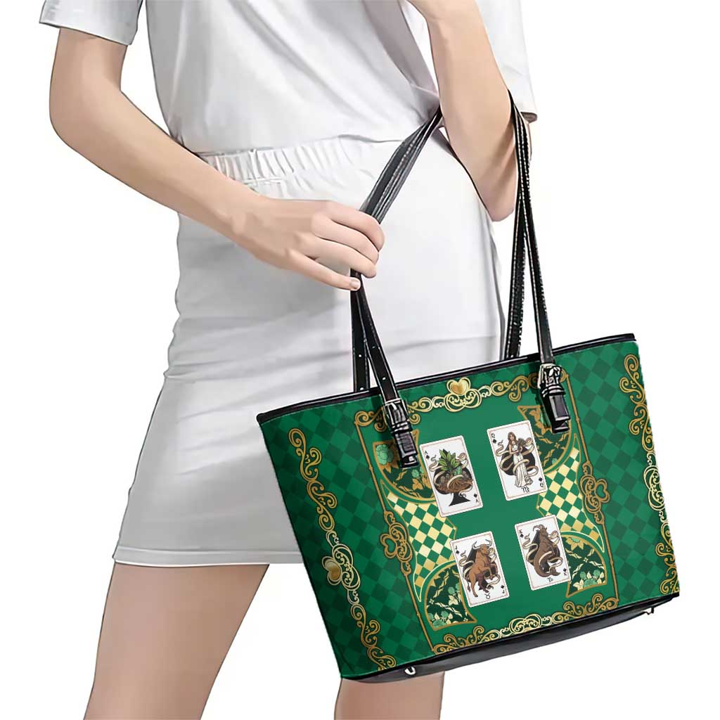 Zodiac Signs Leather Tote Bag The Earth Element Baroque Spades Card
