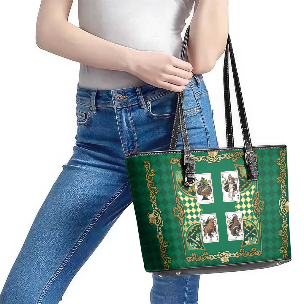 Zodiac Signs Leather Tote Bag The Earth Element Baroque Spades Card