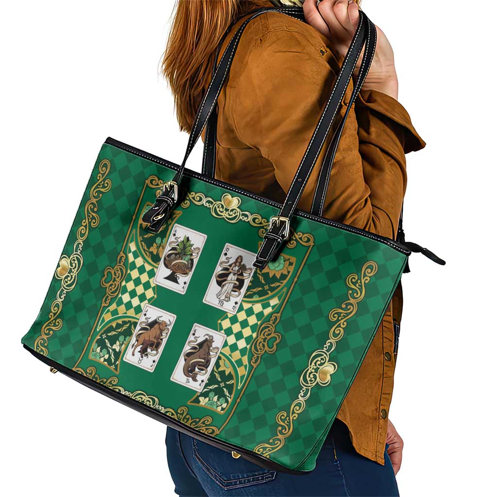Zodiac Signs Leather Tote Bag The Earth Element Baroque Spades Card